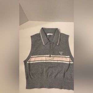 Aritzia Tna  Bayport Sleeveless Cropped Sweater polo GRAY Womens Size Small EUC